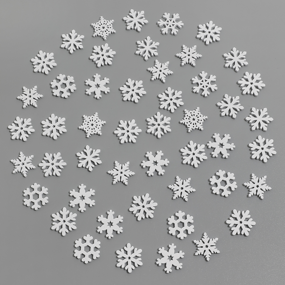 Home Improvement News - 50Pcs White Wooden Snowflake Christmas Decoration